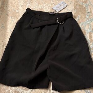 Bershka Black Women's Belted Shorts